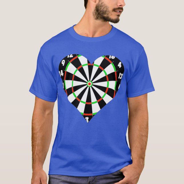 Mjuk Tip Darts Scoreboard Bullseye Board Heart T Shirt (Framsida)