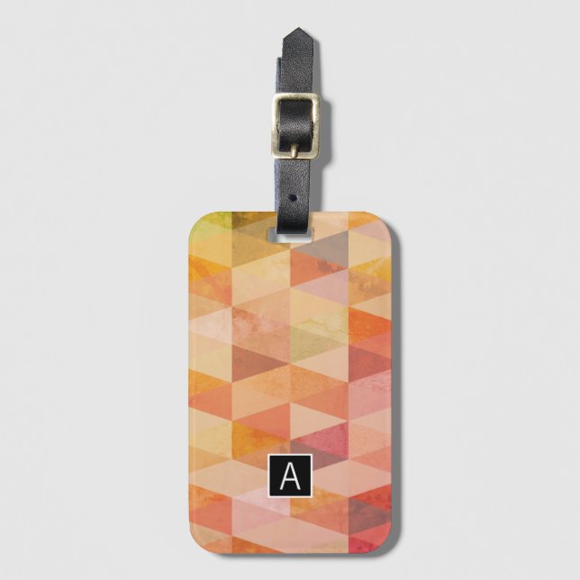 Mjuk triangel Geometric Mönster | Monogrammet Bagagebricka (Framsida vertikal)