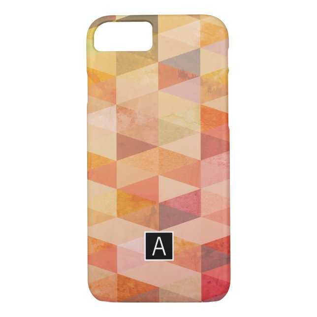 Mjuk triangel Geometric Mönster | Monogrammet Case-Mate iPhone Skal (Baksida)