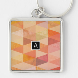 Mjuk triangel Geometric Mönster Monogrammet Fyrkantig Silverfärgad Nyckelring