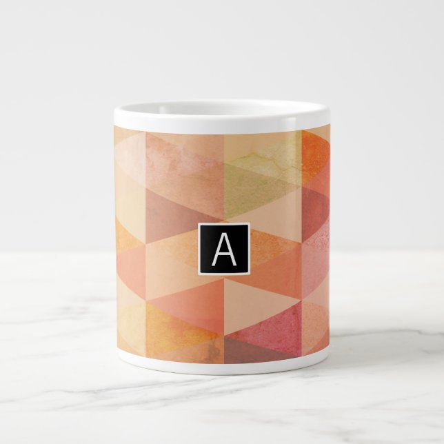 Mjuk triangel Geometric Mönster | Monogrammet Jumbo Mugg (Framsidan)