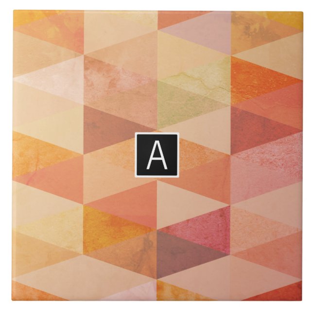 Mjuk triangel Geometric Mönster | Monogrammet Kakelplatta (Framsidan)