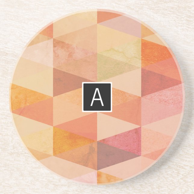 Mjuk triangel Geometric Mönster | Monogrammet Underlägg Sandsten (Framsidan)