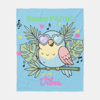Mjuk tropisk "Sassy Parrot Vibes" Heart Sunglass Fleecefilt