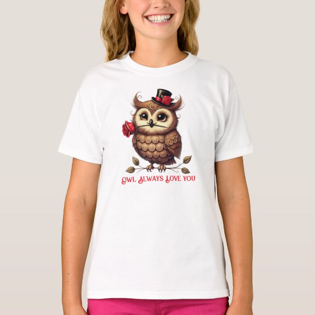 mjuk uggla Alla hjärtans dag T-shirt (Framsida)