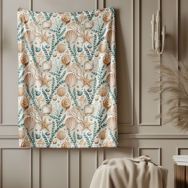Mjuk upprullning av ledstreck Beachside Retreat Fleecefilt (Soft Seaside Throw Relaxing Beachside Retreat Fleece Blanket)