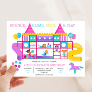 Mjuk uppspelning Indoor Jungle Gym Birthday-inbjud Inbjudningar
