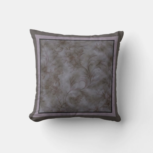 Mjuk utformning av grått- och lavender-blommigtens kudde (Framsida)
