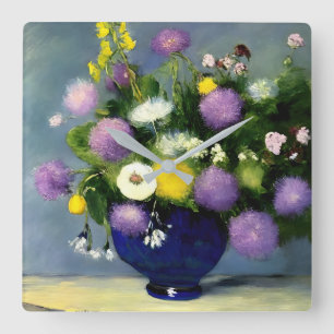 Mjuk utskrift av Färg blomma Vas Fyrkantig Klocka