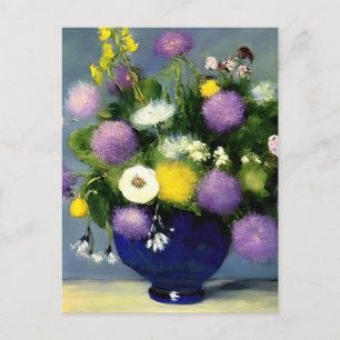 Mjuk utskrift av Färg blomma Vas Vykort
