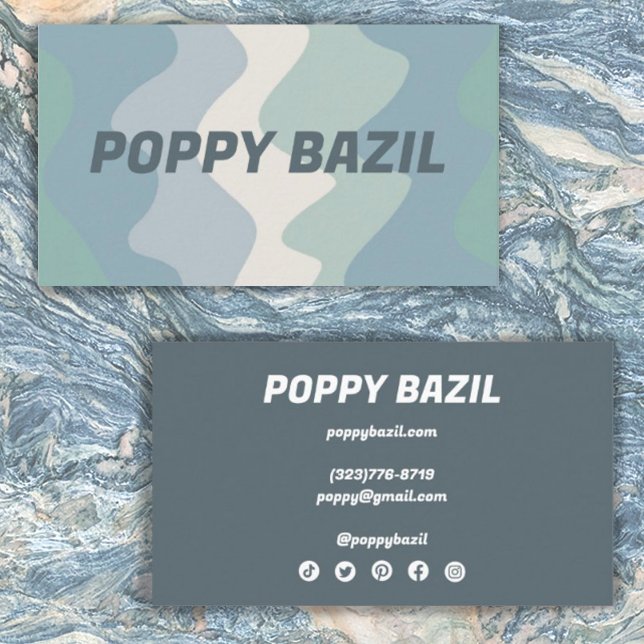 Mjuk Vågigt Rand-minimalistisk fetblå Grönt Visitkort (Skapare uppladdad)