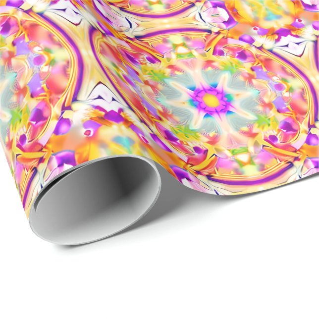 Mjuk Vår Pastels Tie Dye Mönster Presentpapper (Rullad Hörn)