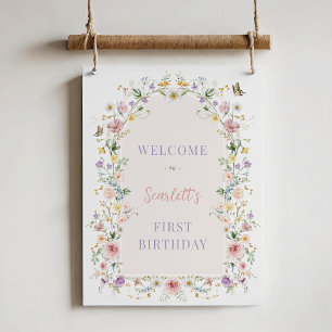 Mjuk vår vildblomma Första födelsedagen Välkommen Poster