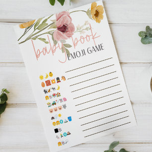 Mjuk vårblomma bok emoji baby shower spel poster