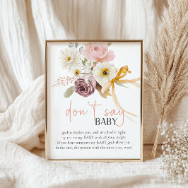 Mjuk vårblomma Säga inte baby shower-spel Poster