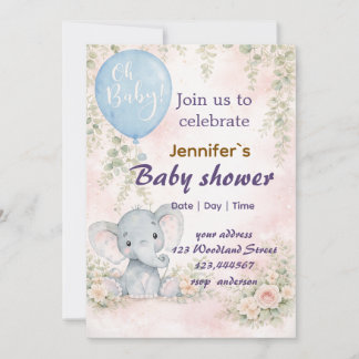 mjuk vattenfärg blommig teddybjörn Inbjudan