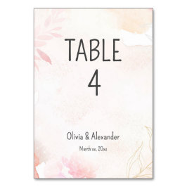 Mjuk vattenfärg, Blommigt Bröllop Bordsnummer