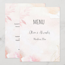 Mjuk vattenfärg, Blommigt Bröllop Meny