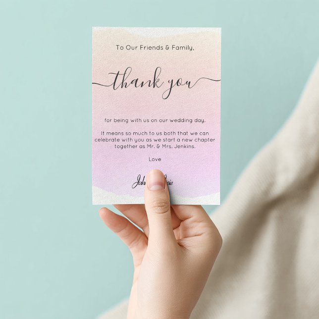 Mjuk vattenfärg Bröllop tack för Bord-kortet Bordsnummer (Pink watercolor wedding thank you card)