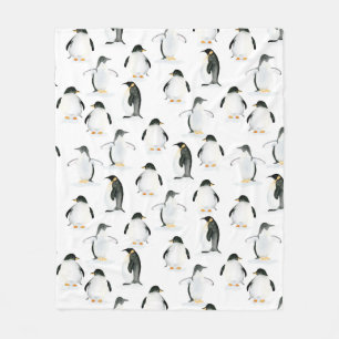 Mjuk vattenfärg Penguin Ull-projektion Fleecefilt