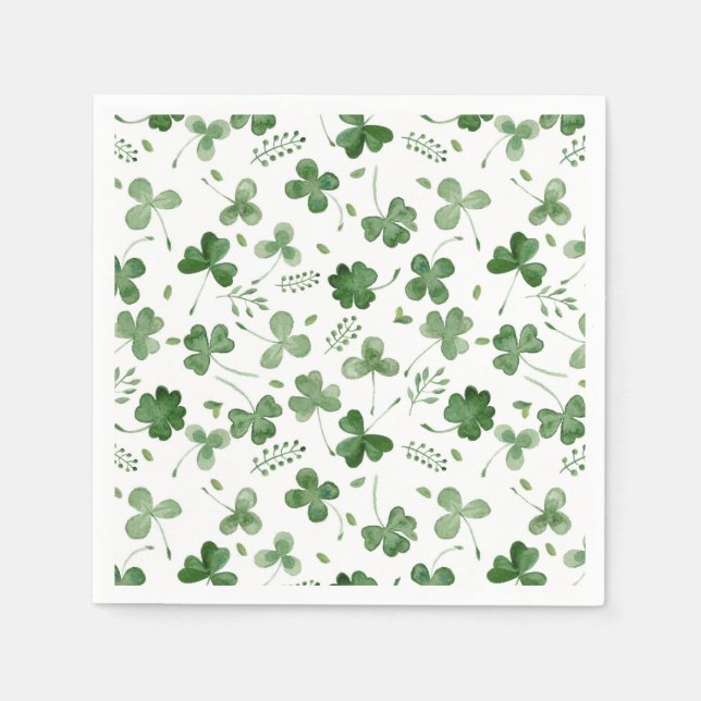 Mjuk vattenfärg Shamrock Mönster Pappersservett (Framsidan)