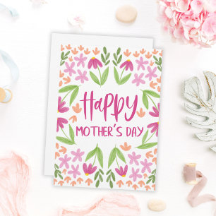 Mjuk vattenfärgad Blommigt - Lycklig Mor-dagen