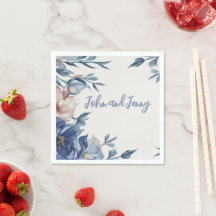 Mjuk vattenfärgsblå Blommigt