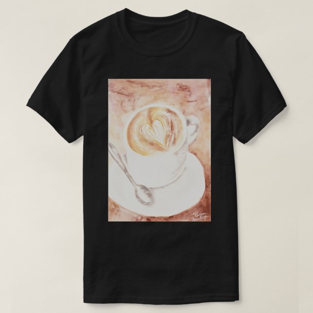 Mjuk vattenfärgslatte Art Kopp i kaffe T Shirt (Design framsida)
