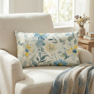 Mjuk Vattenfärgspritsak med Margueriter Lumbarkudde