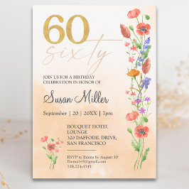Mjuk Vildblomma 60-årsdag För Henne - 60 År Inbjudningar
