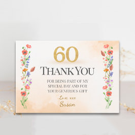 Mjuk Vildblomma 60-årsdag Tack Kort