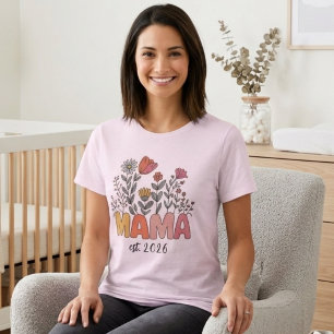 Mjuk Vildblomma Mamma År Boho Design T Shirt