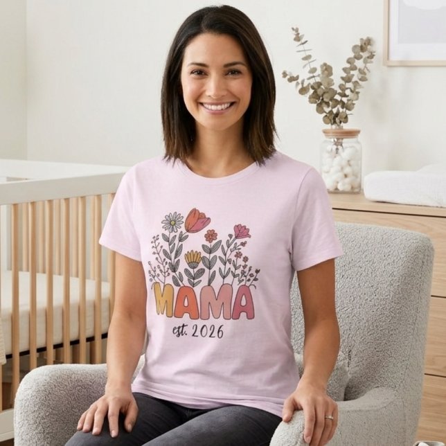 Mjuk Vildblomma Mamma År Boho Design T Shirt (Skapare uppladdad)
