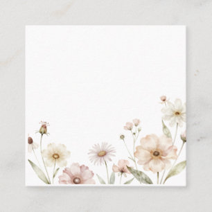 Mjuk vildblomsgräns akvarellbakgrund fyrkantigt visitkort