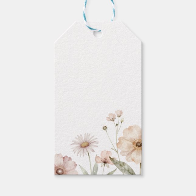 Mjuk Vildblomsgräns Vattenfärg Bakgrund Presentetikett (Framsidan)