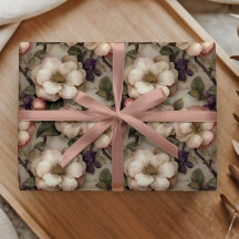 Mjuk Vintage Kräm Blommig Trädgårdsmönster Romanti