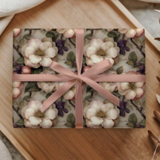 Mjuk Vintage Kräm Blommig Trädgårdsmönster Romanti Presentpapper