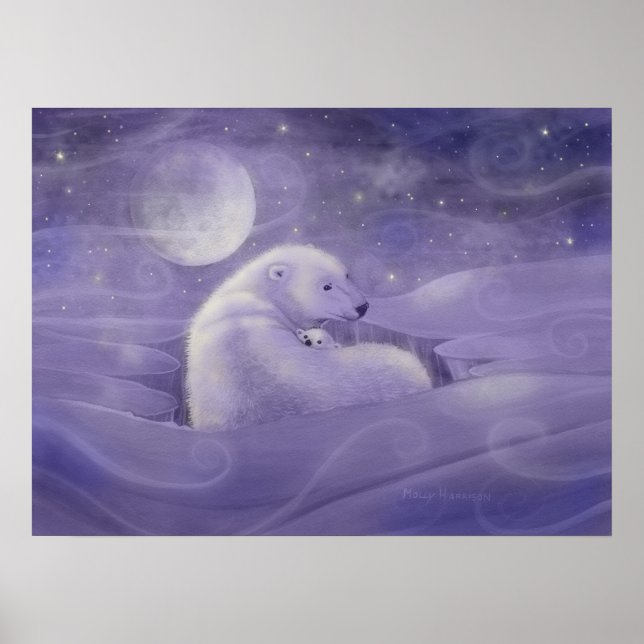 Mjuk Vinter Isbjörn Konst Affisch Tryck (Framsidan)