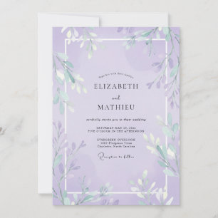Mjuk Violett Blommig Bröllop Inbjudningar