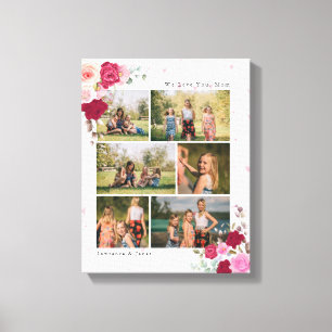 Mjuk vit botanisk Blommigt Mamma 6 Fotokollage Canvastryck