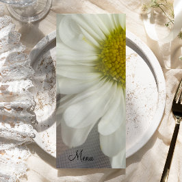 Mjuk vit Daisy på Grått Bröllop Menu Meny