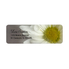 Mjuk vit Daisy på Grått Returadress Etikett