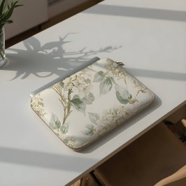 Mjuk vit hortensia blomster mönster laptop fodral