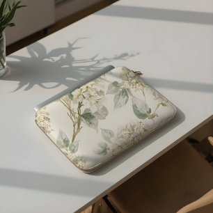 Mjuk vit hortensia blomster mönster laptop fodral