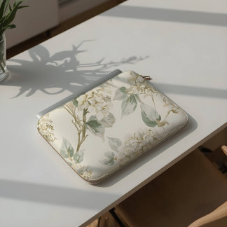 Mjuk vit hortensia blomster mönster laptop fodral