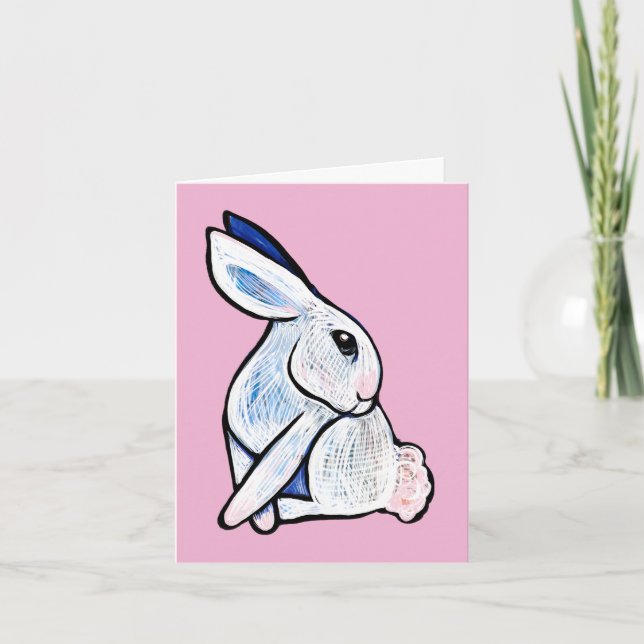 Mjuk vit kanin illustration               tack kort (Framsida)