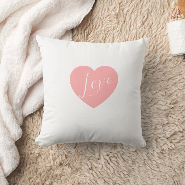 Mjuk vit "Love" hjärtaccentkudde – Romantisk H Kudde (Filt)