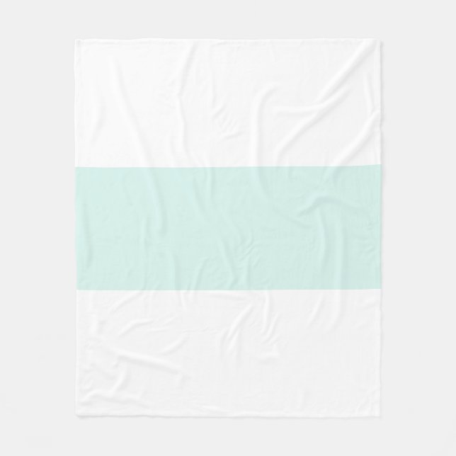 Mjuk vit och cyan grön pastelllist design fleecefilt (Framsidan)