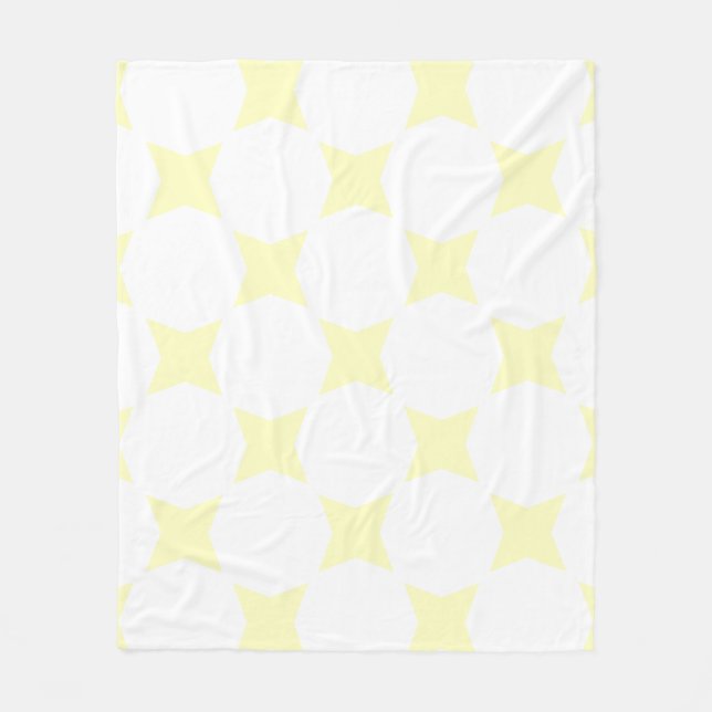 Mjuk vit och gul pastell stjärnmönsterdesign fleecefilt (Framsidan)