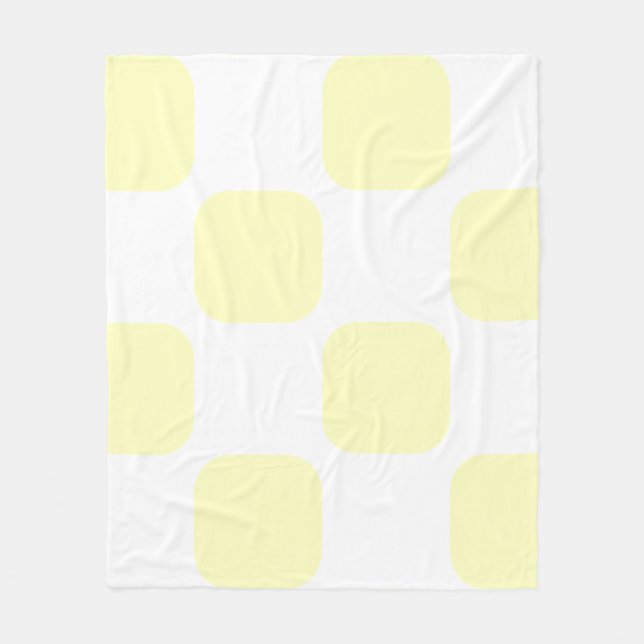 Mjuk vit och gul pastellfärgad Squircle-mönsterdes Fleecefilt (Framsidan)